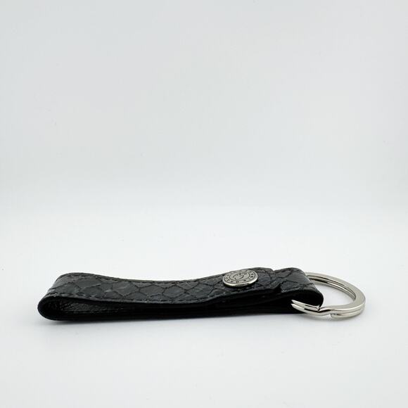 Graphic Image Keychain Strap Black Faux Snakeskin Pattern with Logo Accent - Picture 7 of 10